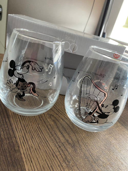 Disney Home Set of 2 Glasses - Mickey & Minnie Mouse Musical Theme